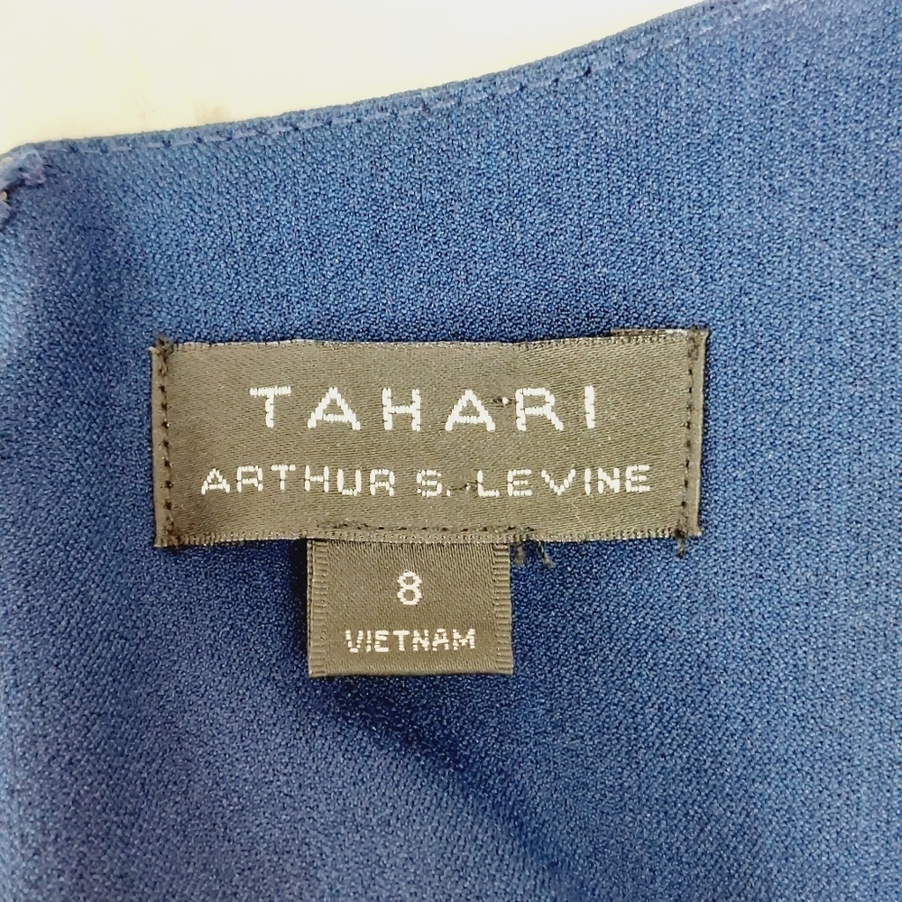 Tahari Arthur S. Levine Black and Blue Pencil Crew Neck Midi Dress P2987 - Picture 6 of 8